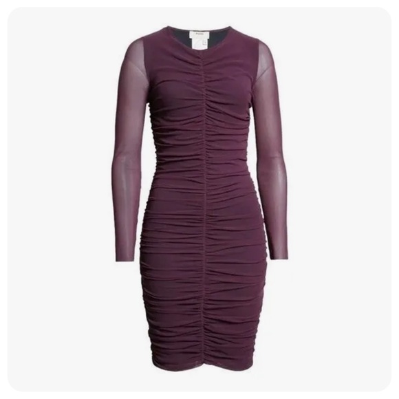 Fuzzi Dresses & Skirts - Fuzzi Long Sleeve Mesh Mini Dress Sheer Size XS NWOT Burgundy